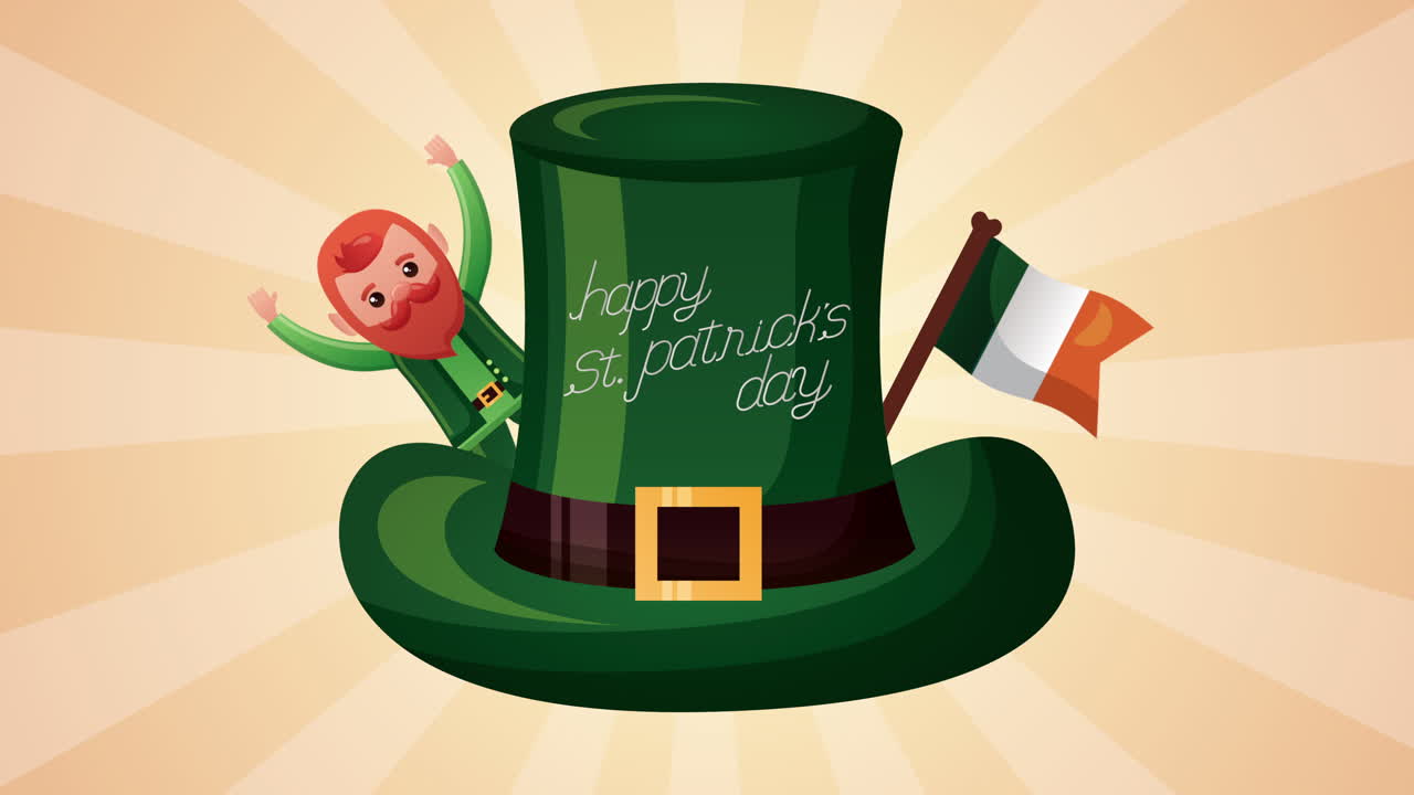 세인트 패트릭스 데이 애니메이션 카드: 엘프와 모자