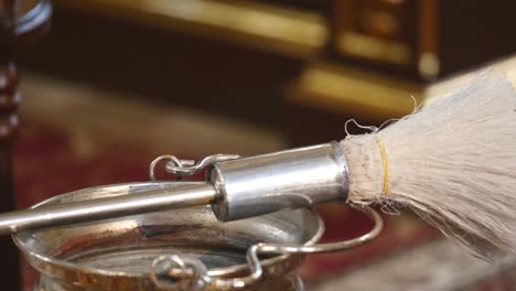 church attributes for wedding ceremony. gold crowns are on the altar. attributes of priest. interior of church