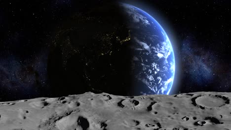 earth and moon in outer space