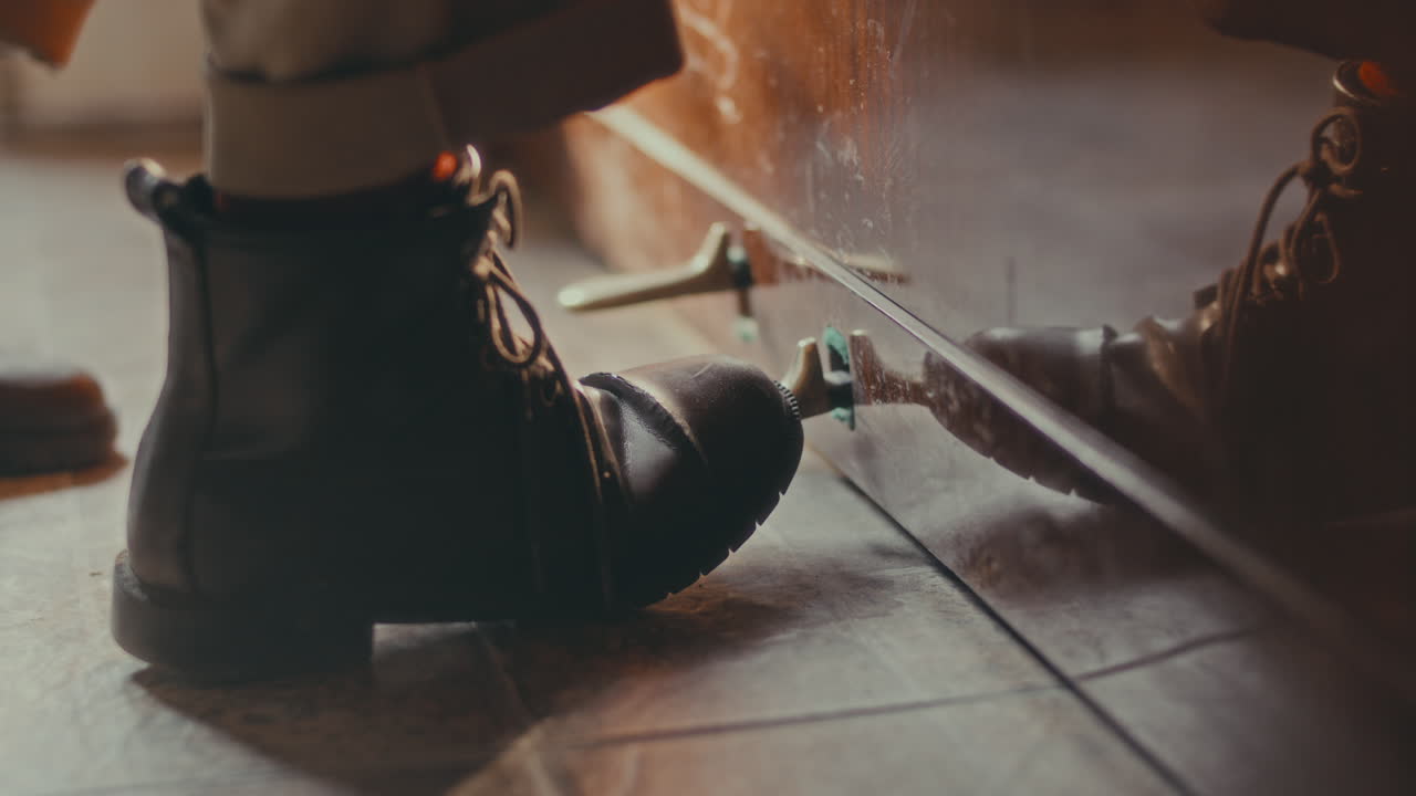 Person's Foot on a Piano Pedal