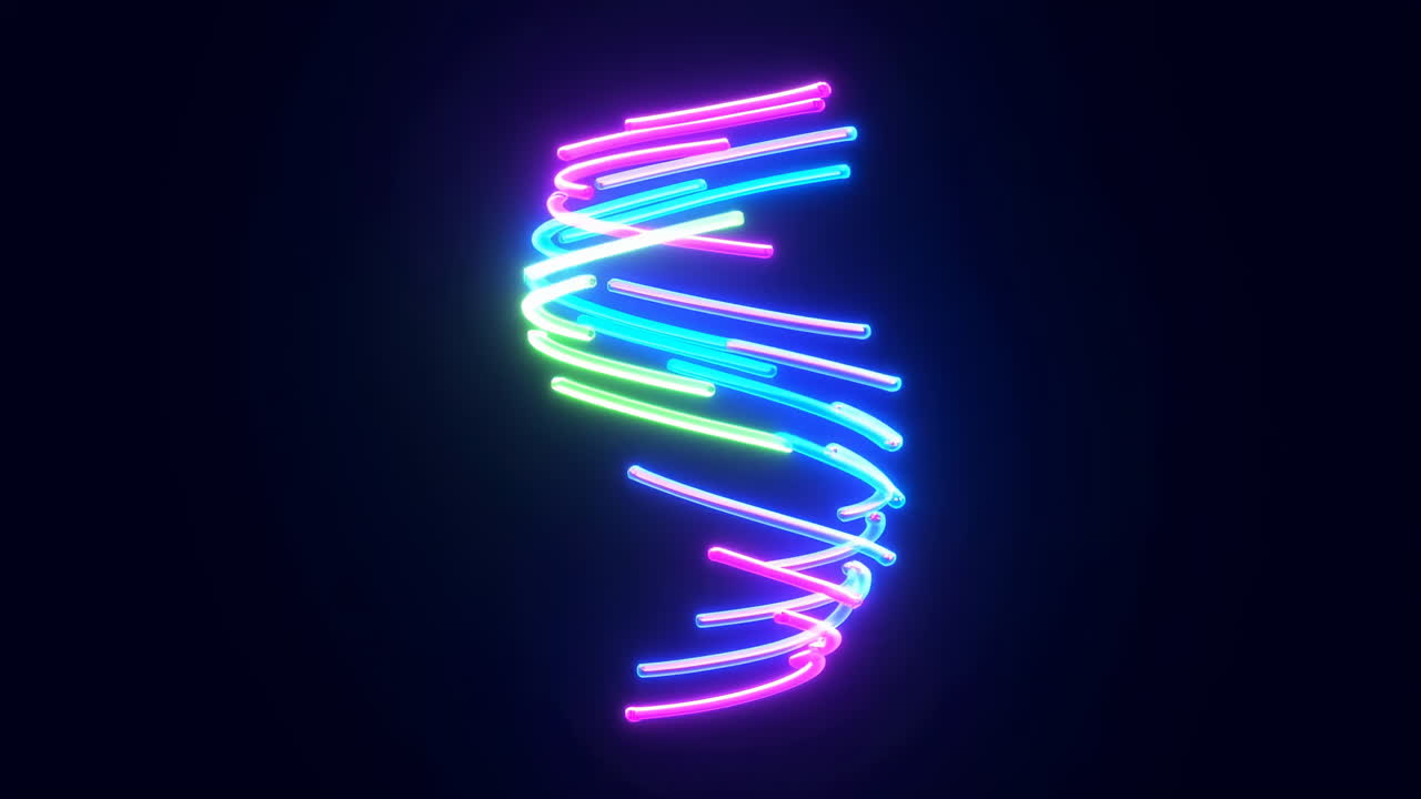 Hélice Futurista Giratória de Linhas Neon Coloridas