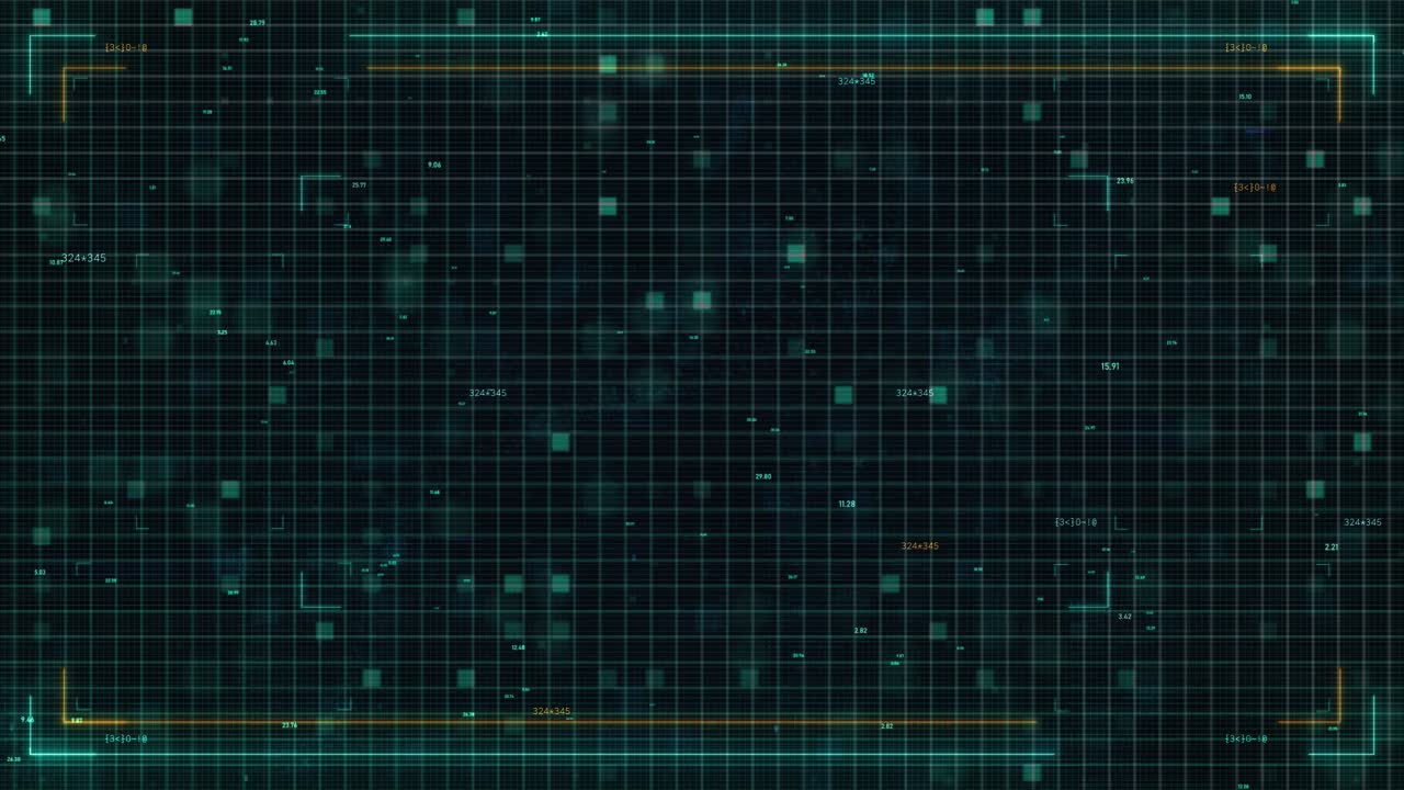 Dynamic Grid Background: Digital Frame with HUD, Numbers, and Code, Ideal for Copyspace, Logo, and Text in Futuristic Technology Design