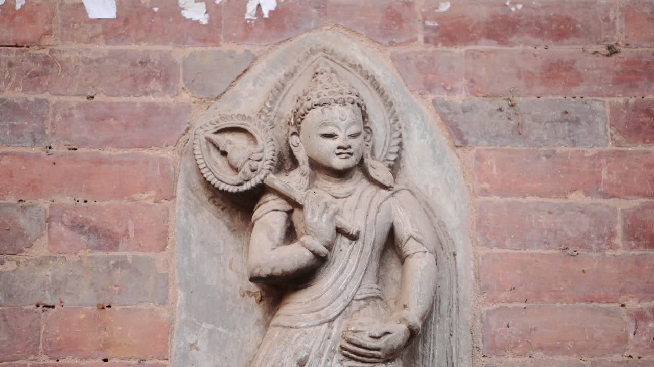Bhaktapur Stone Statue in a Nepal Temple, Close Up Detail of Statues in Bhaktapur Ancient City Unesco World Heritage Site, a Holy and Sacred Religious Place Popular as a Tourist Destination