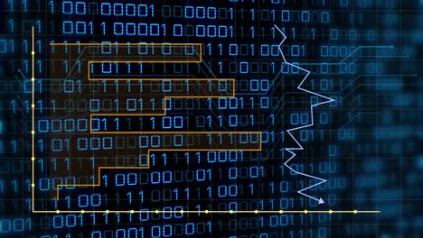 Animation of data processing over blue background