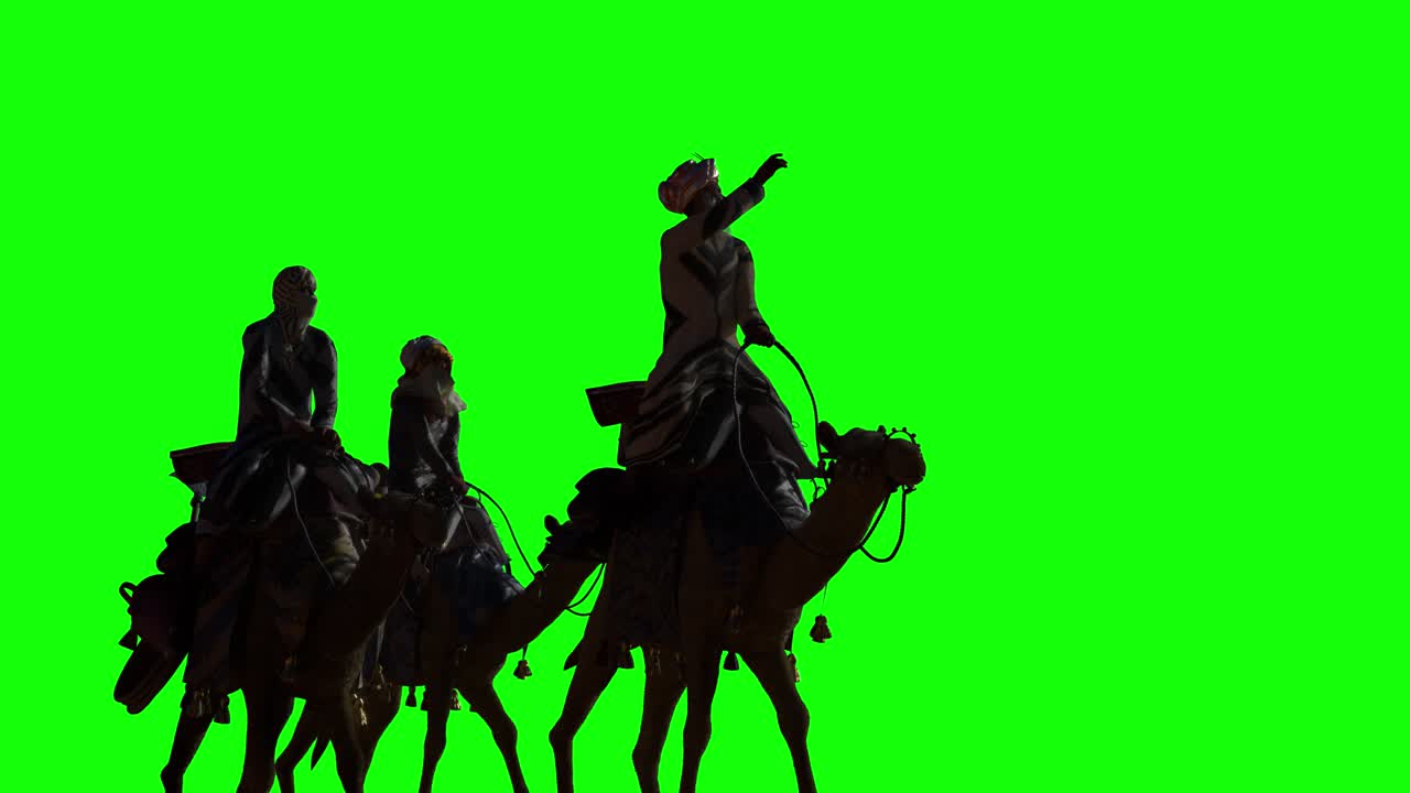 Scena natalizia cristiana con i tre Re Magi su sfondo verde