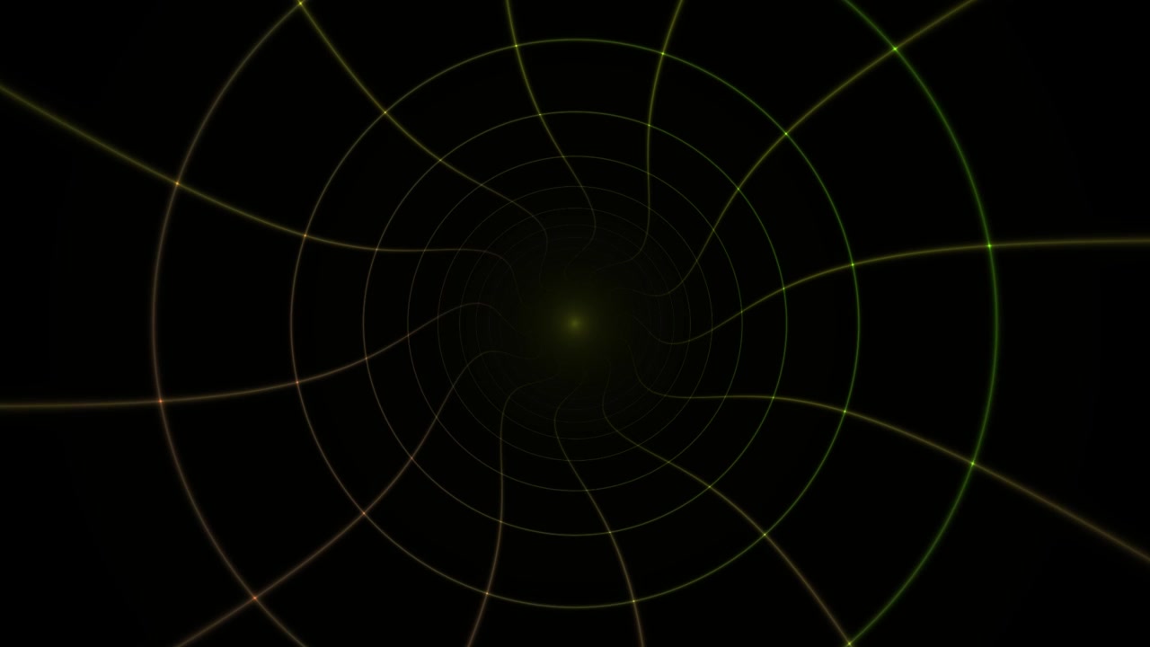 Abstract Glowing Green and Yellow Grid Tunnel Animation