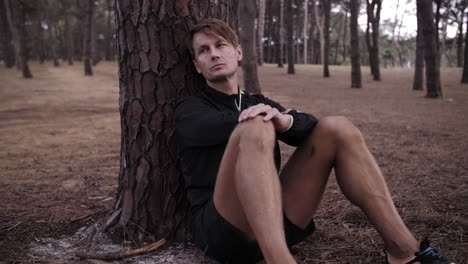 thirsty sad lonely depressed man against tree