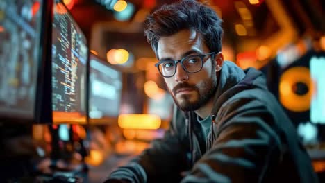 hombre trabajando en la computadora
