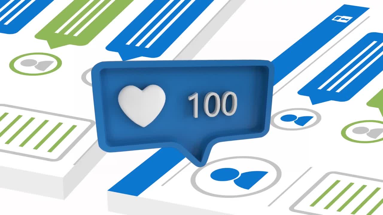 소셜 미디어에서 점점 더 많은 숫자를 가진 심장 아이콘