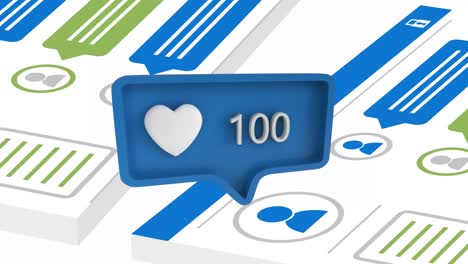 icono del corazón con un número creciente en las redes sociales