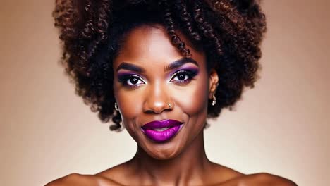 beautiful african american woman with colorful makeup