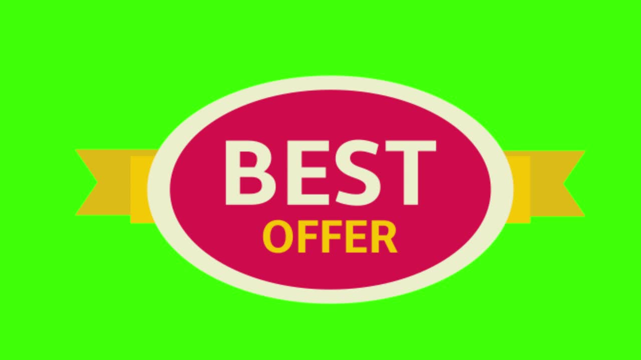 icona adesiva di un tag della migliore offerta su uno schermo verde in 4k