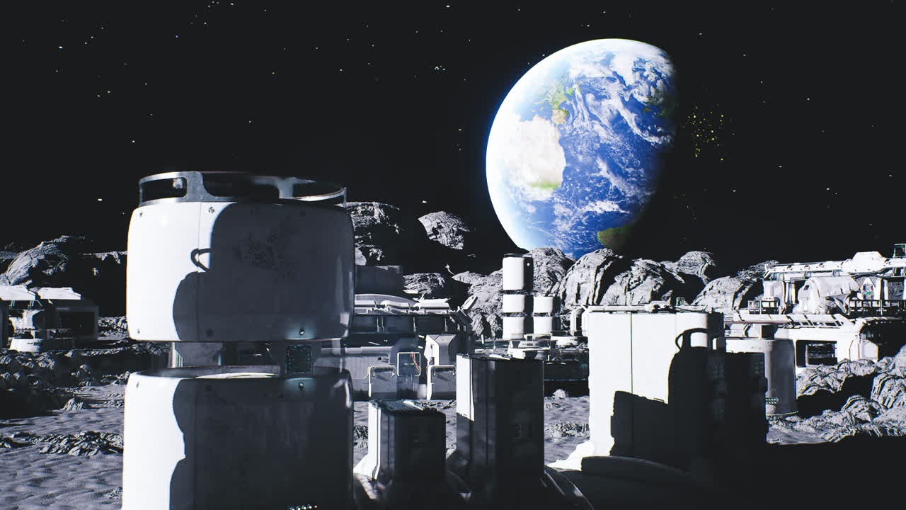 Habitat modules overview living spaces atop barren planetary surface
