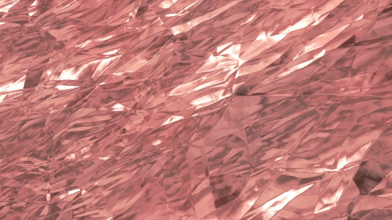 Sfondo in lamina color oro rosa. Texture oro rendering 3D in loop 4k