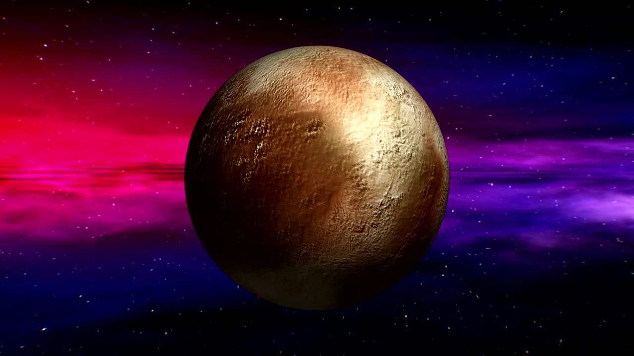 Pluto on space nebula background