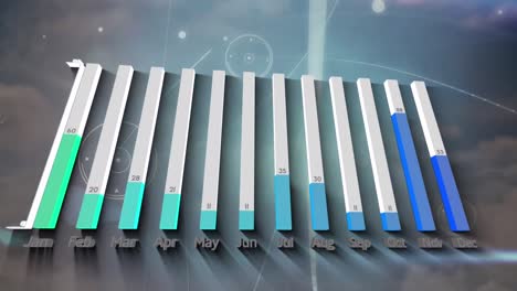 Animation-Von-Diagrammen-Und-Netzwerken-Von-Verbindungen-über-Wolken