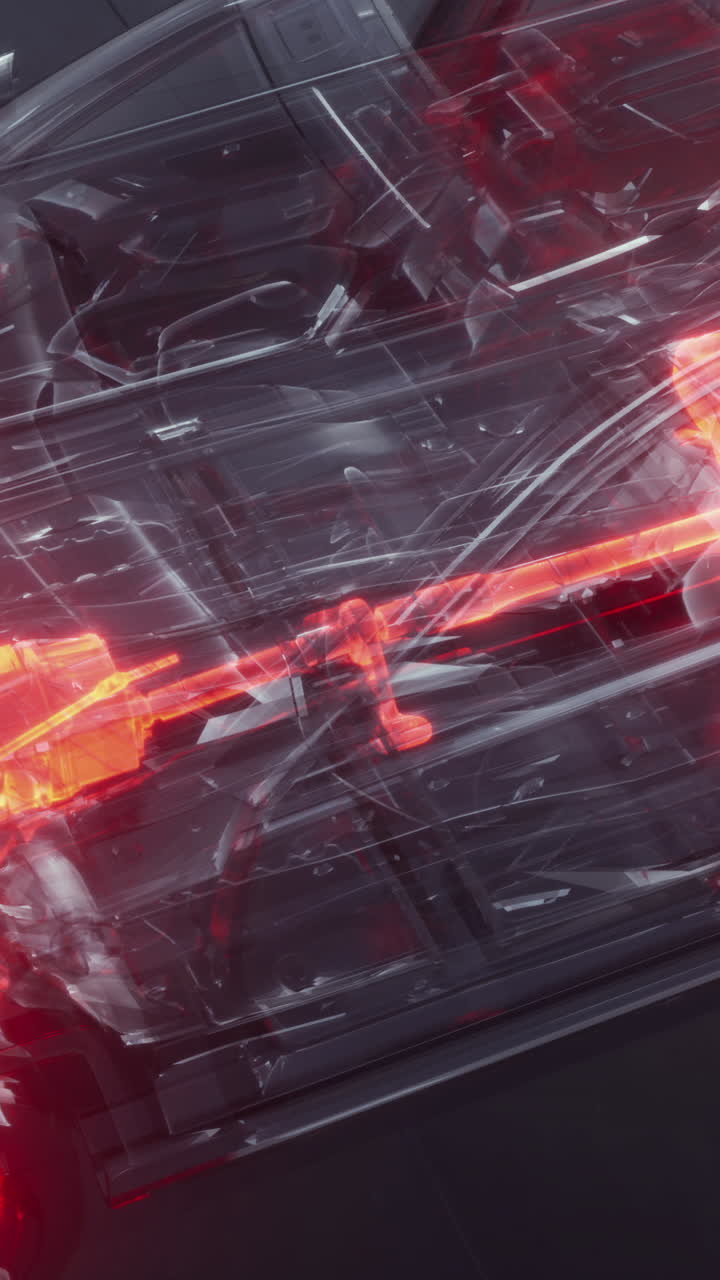 Transparent car showcasing futuristic design with glowing lights
