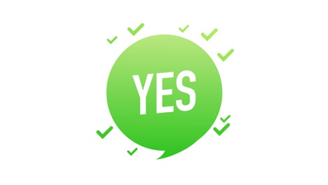yes doodle green and red illustration on white background. motion graphics.