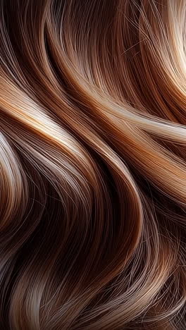 long hair with lovely highlights. soft, wavy hair cascades elegantly, showcasing a blend of warm tones and highlights under gentle light.