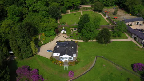 Aerial-view,-Ballybeg-House,-in-the-Irish-countryside