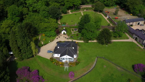 aerial view, ballybeg house, in the irish countryside