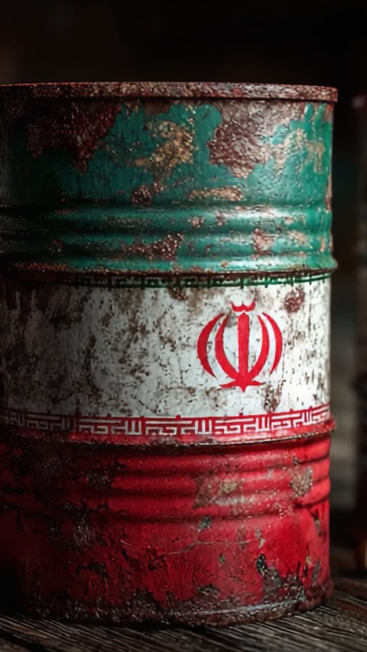 Barile arrugginito che mostra colori ed emblema distintivi, riflettendo una texture logora e un'estetica industriale, catturando l'essenza dell'età e del degrado.