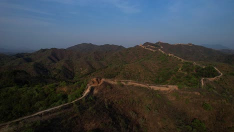 Aerial-panoramic-view-of-the-Great-Wall-of-China-at-Gubeikou-Section-at-dusk