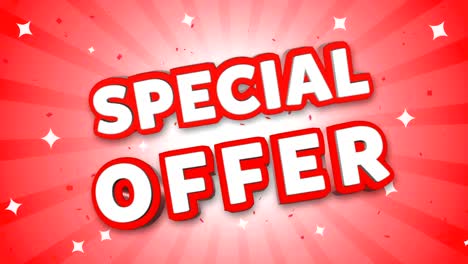 special offer 3d text on falling confetti background.
