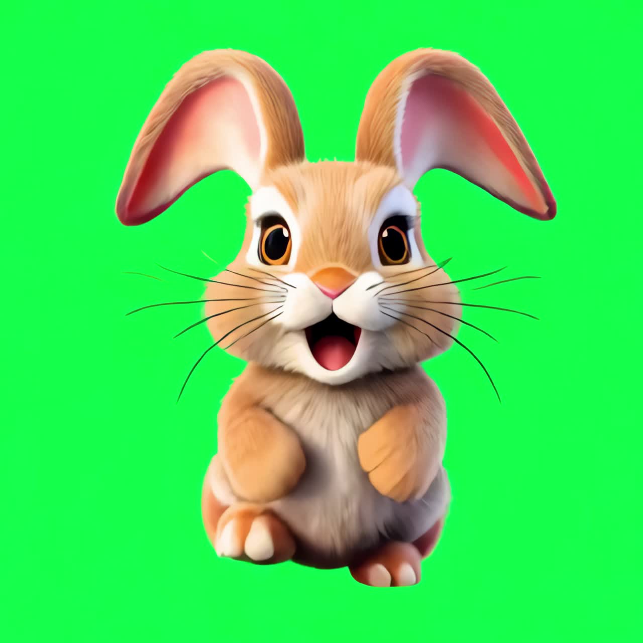 Adorable cartoon bunny animation, transparent 4K video, green screen ...