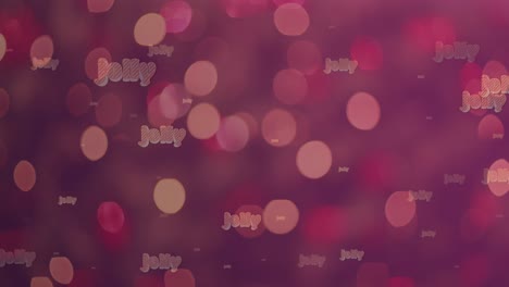 Animation-of-jolly-text-in-red-and-white-over-flashing-bokeh-red-christmas-lights