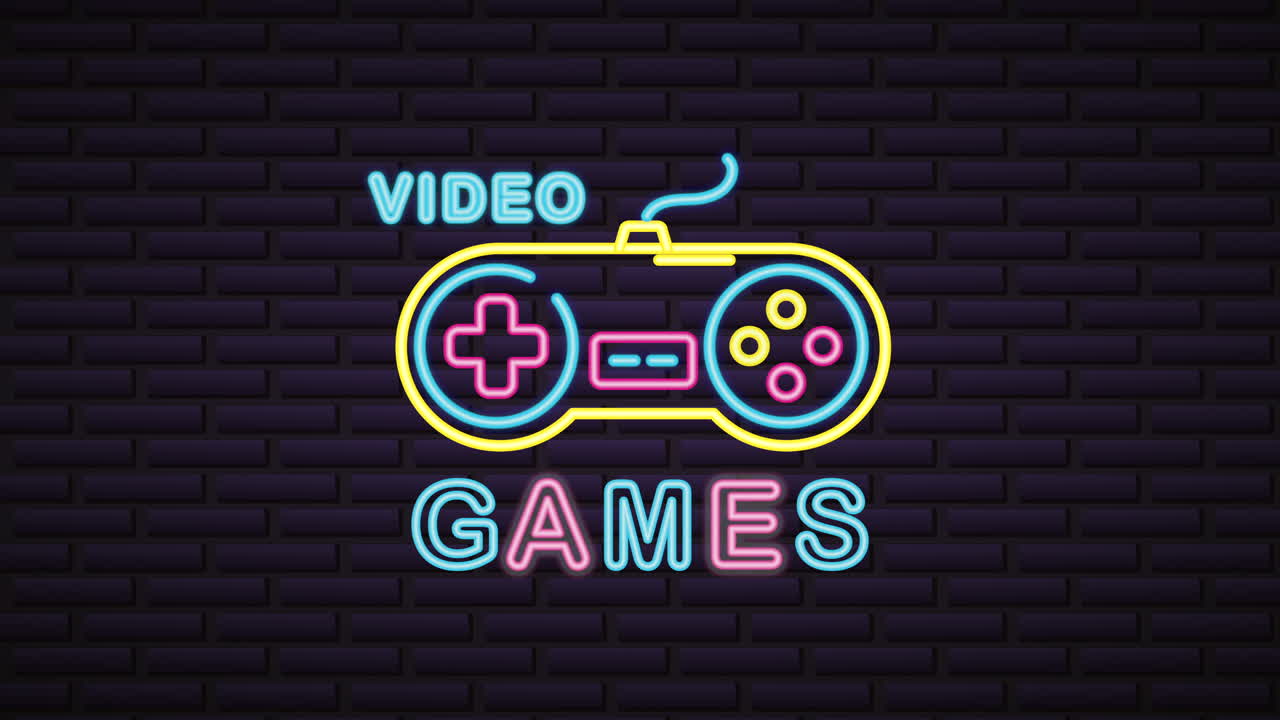 네온 조명 비디오 게임 컨트롤 벽