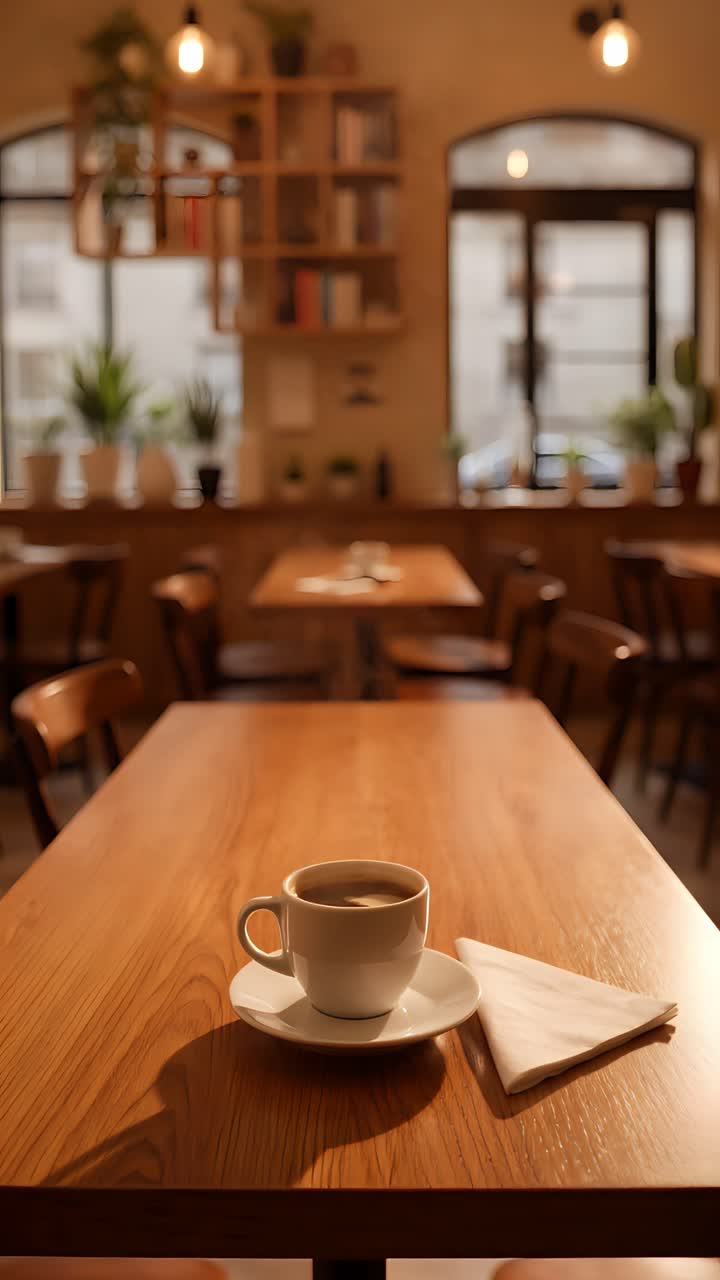 Interno di caffè estetico con atmosfera accogliente 4K