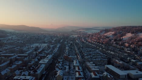 aerial view rotating over the city of winterthur in switzerland