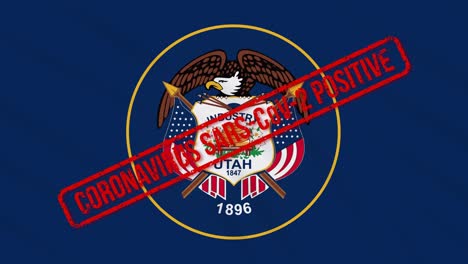 utah us state swaying flag stamped with positive response to covid-19, loop