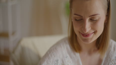 close-up of happy smiling pregnant woman's face
