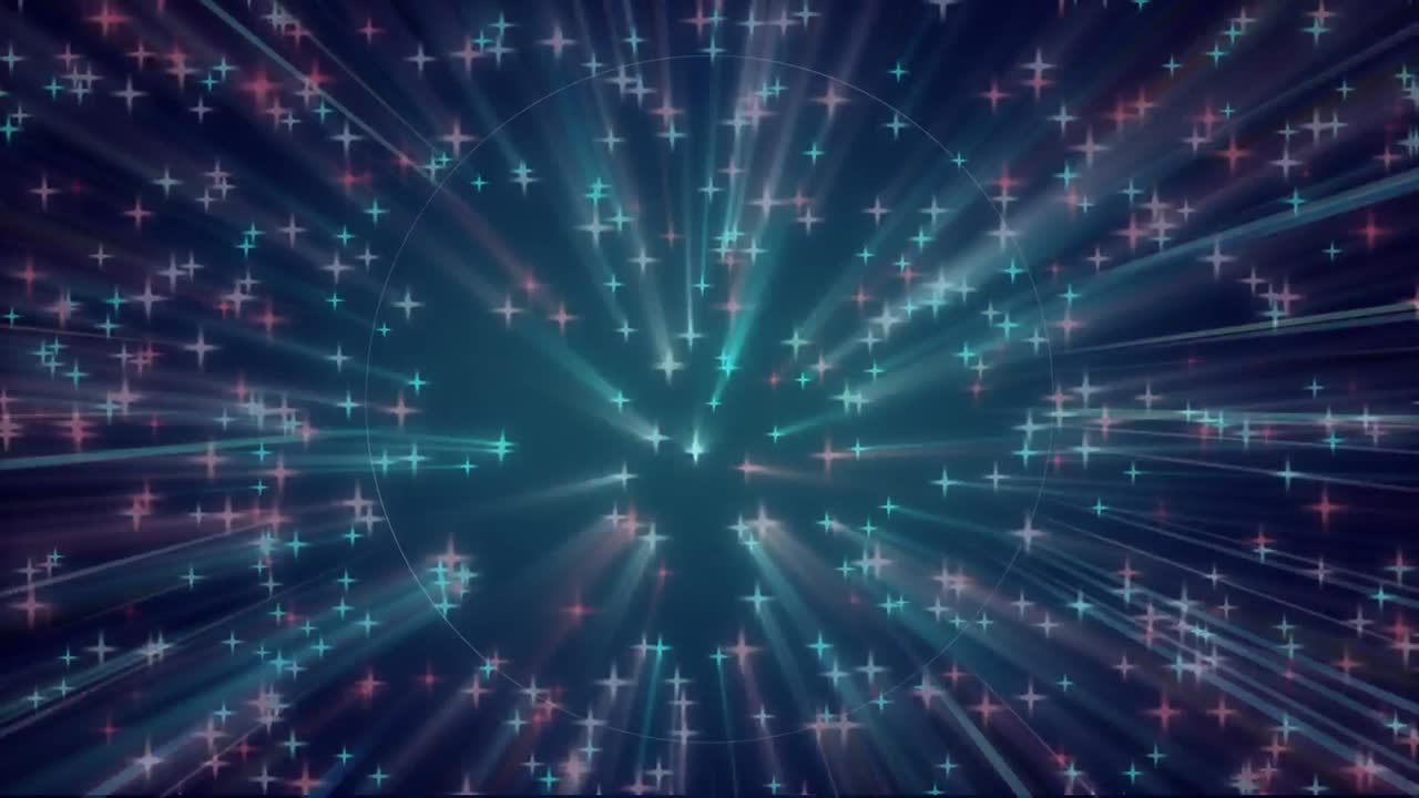 검은 바탕 위의 원과 별의 애니메이션