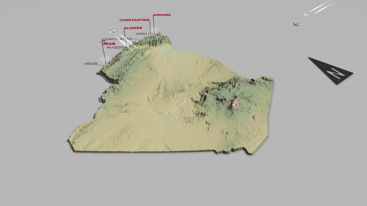 3d 지형 지도 알제리
