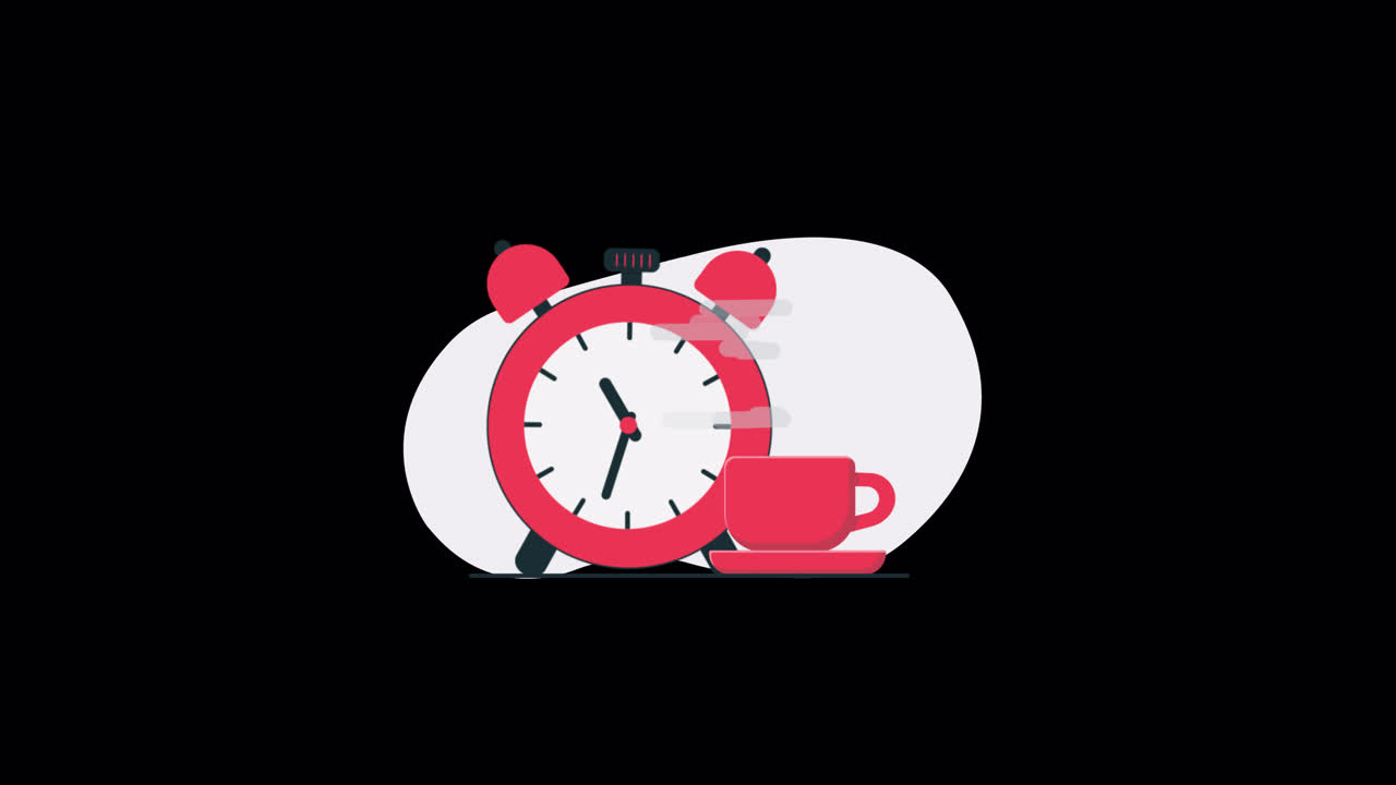 Animated Alarm Clock and Steaming Coffee Cup