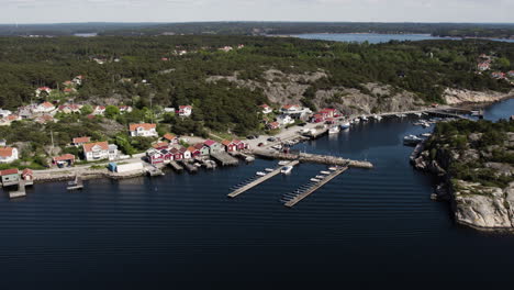 reso coastal town with yacht harbour in reso, sweden