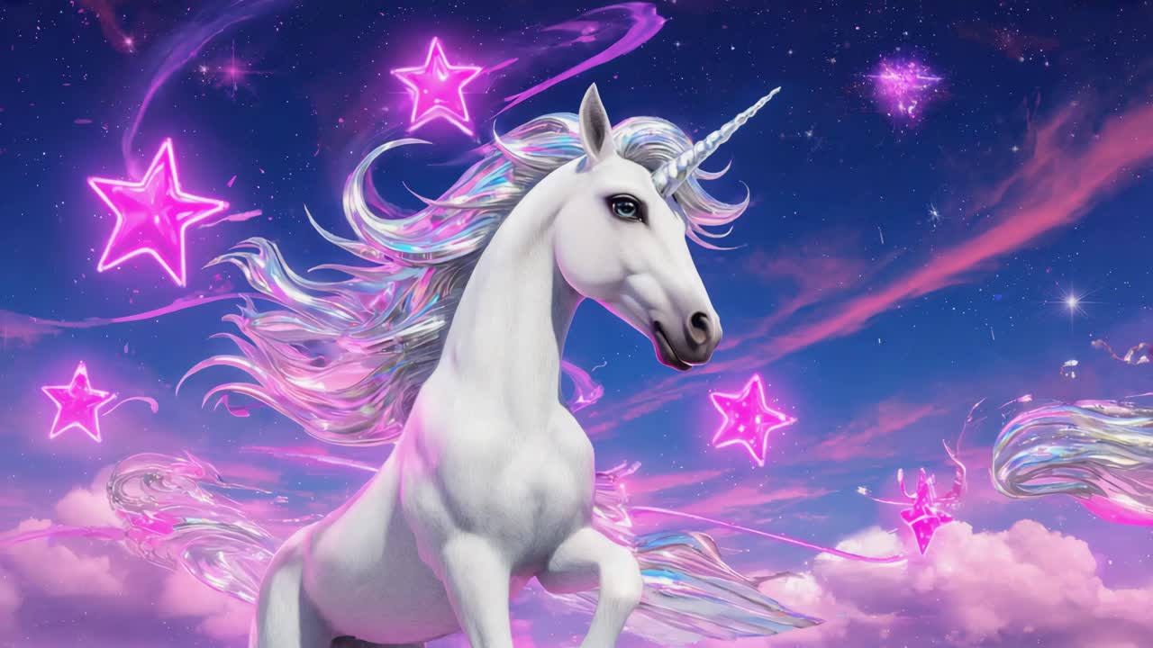 Majestic Unicorn Against a Magical Starry Sky