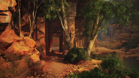ancient stone temple ruins in the jungle