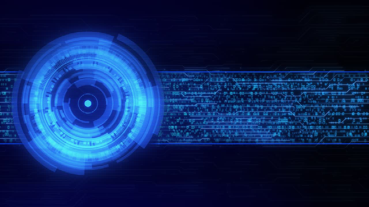 Hightech circular hud interface digital numeric stream advanced data visualization scene shows