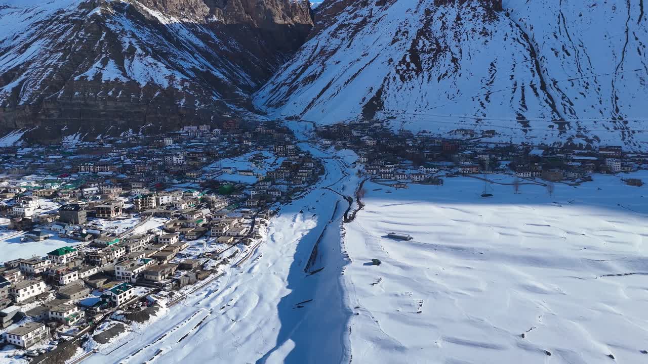 Snowy Mountain Village in the Himalayas