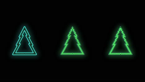 Christmas-trees-pattern-with-neon-pulsing-light-on-black-gradient