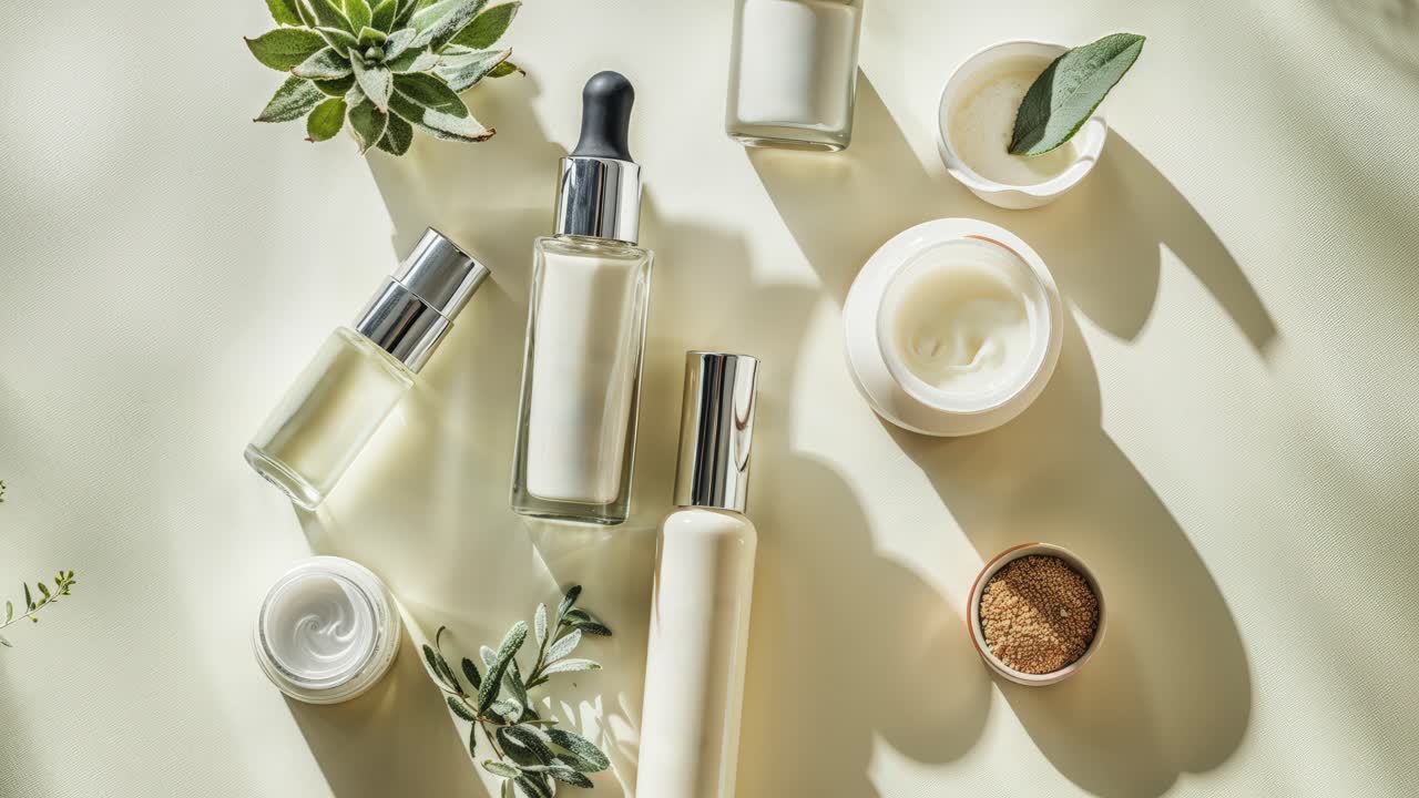 자연스러운 피부 관리 제품 전시