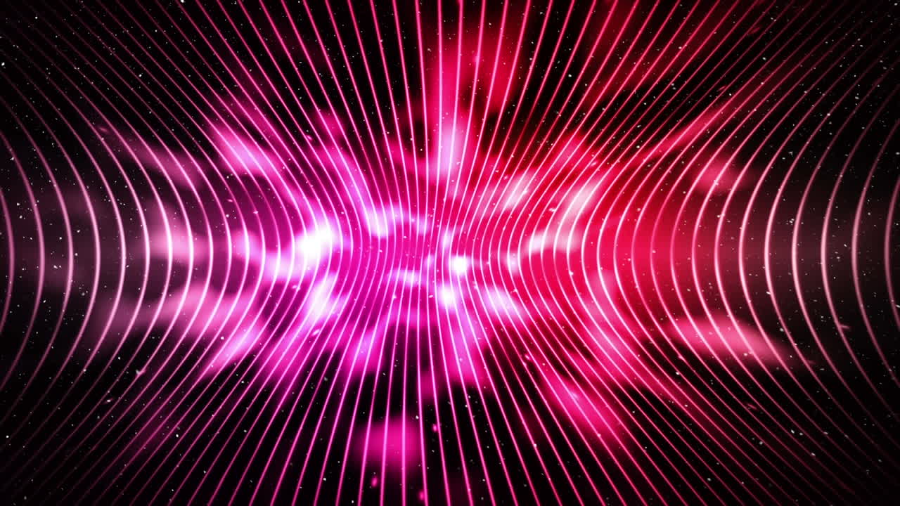 animazione di sentieri di luce rosa e rossa luminosa con neve che cade