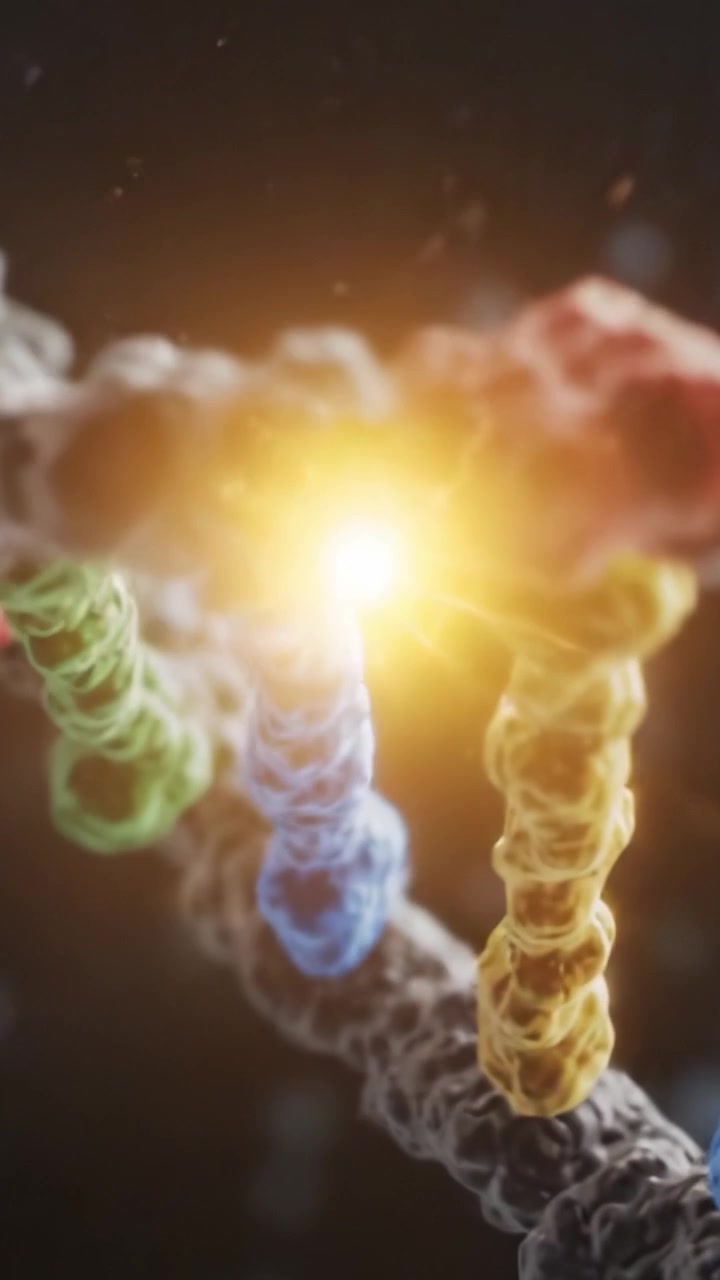 Esplorando la complessità della struttura del DNA: Uno sguardo dettagliato alla formazione a doppia elica con rappresentazioni colorate di nucleotidi.
