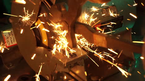 close-up of tool sharpened on grinding wheel