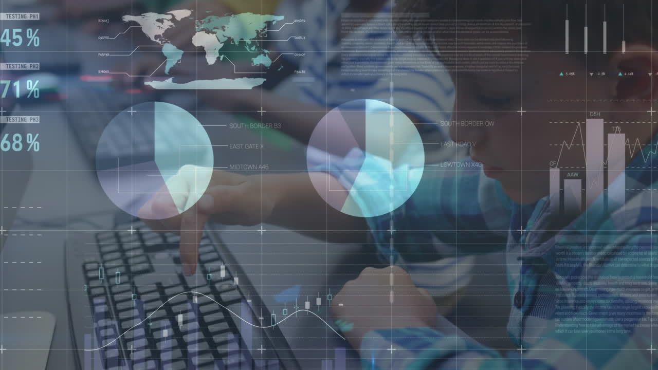 aula trabajando con la transición del gráfico de finanzas