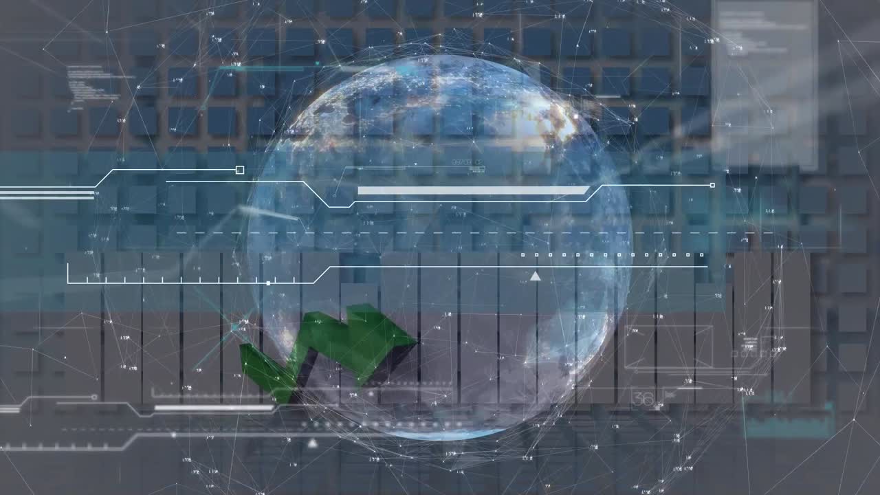 animación del procesamiento de datos financieros en todo el mundo